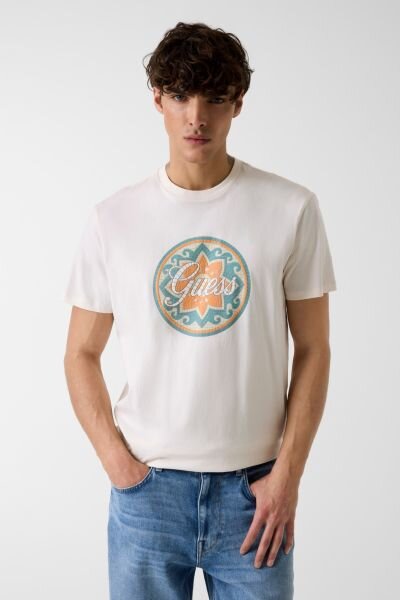 BEYAZ LOGOLU BASKILI ERKEK T-SHIRT