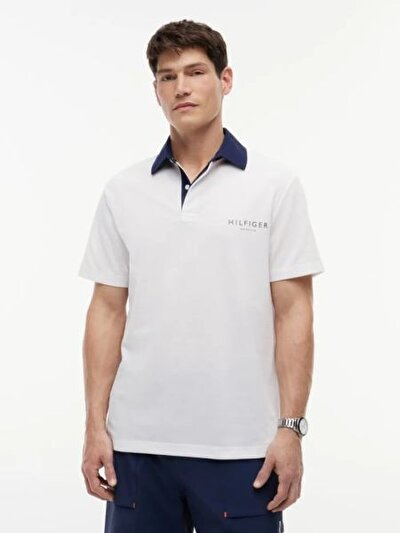 BEYAZ LOGOLU ERKEK POLO T-SHIRT