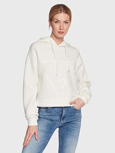 EKRU BASKILI KADIN SWEATSHIRT