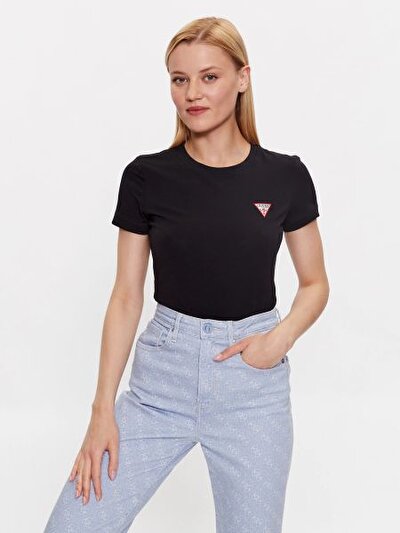 SİYAH LOGOLU KADIN T-SHIRT