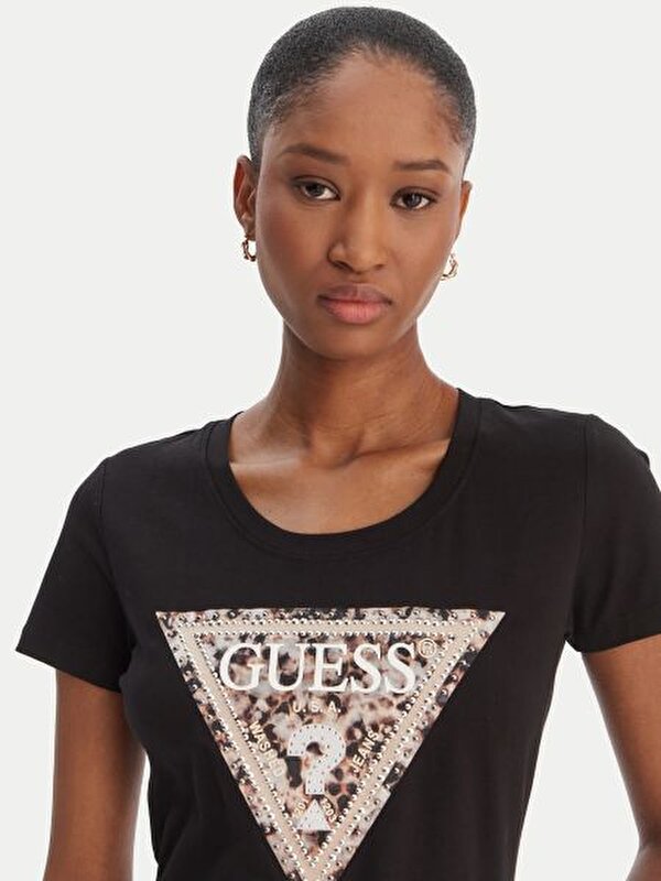 GUESS Siyah KADIN SİYAH BASKILI T-SHIRT 7621235146801 | JeansLab