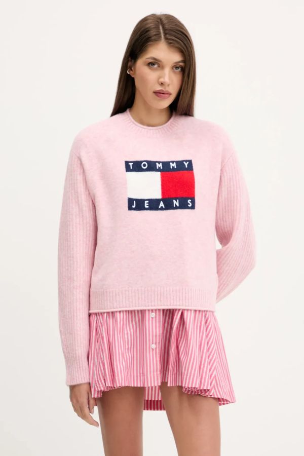 Tommy Hilfiger Pembe KADIN TRİKO 8721222179795 | JeansLab